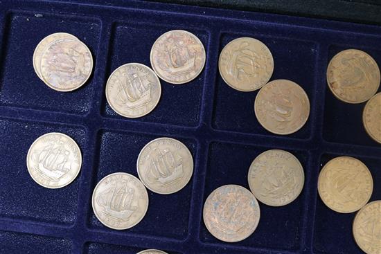 Five collectors cases of British and World coinage, 18th-20th century
